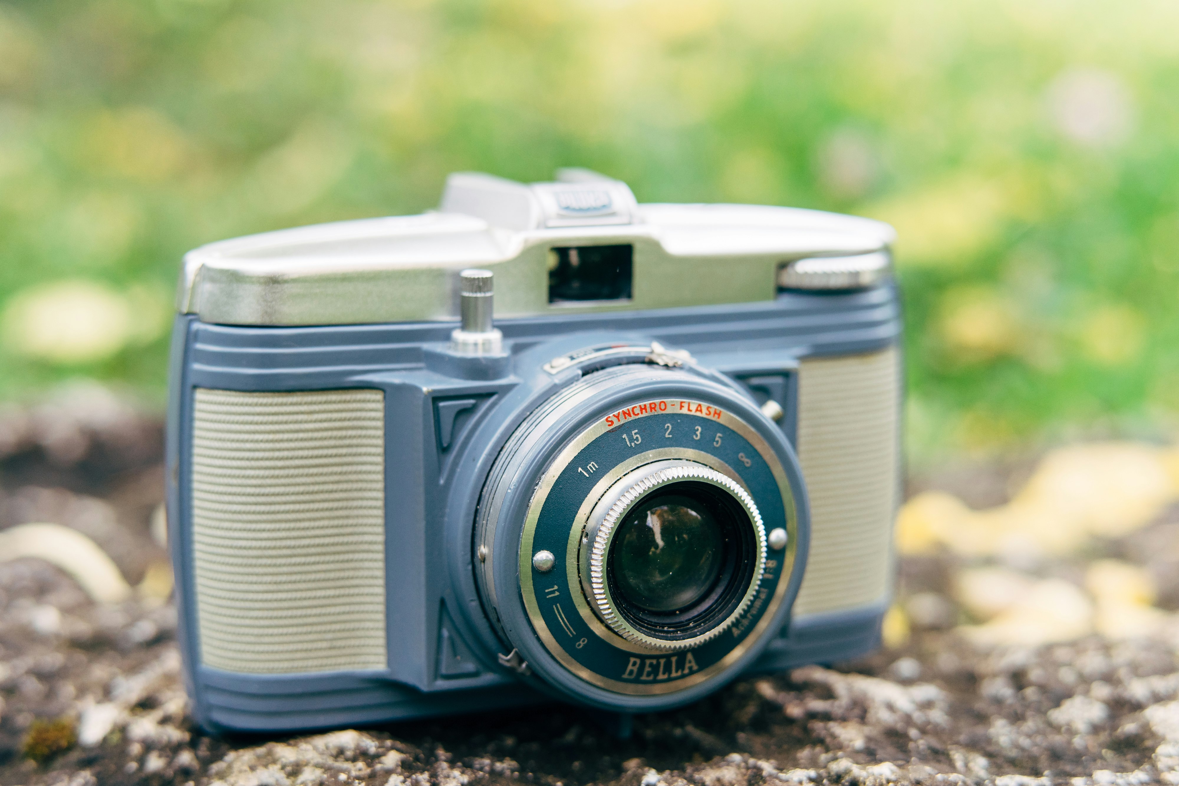 gray and blue camera